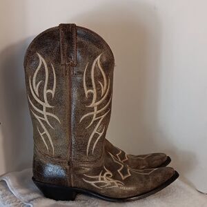 Justin Brown Leather "Cross" Women's Western Cowboy Boots